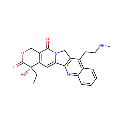 CC[C@@]1(O)C(=O)OCc2c1cc1n(c2=O)Cc2c-1nc1ccccc1c2CCNC ZINC000013649196