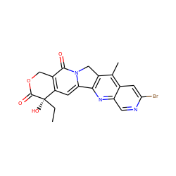 CC[C@@]1(O)C(=O)OCc2c1cc1n(c2=O)Cc2c-1nc1cnc(Br)cc1c2C ZINC000013740825