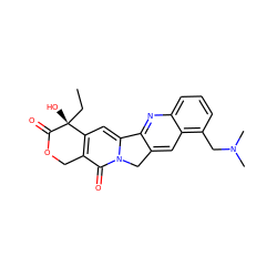 CC[C@@]1(O)C(=O)OCc2c1cc1n(c2=O)Cc2cc3c(CN(C)C)cccc3nc2-1 ZINC000003794505