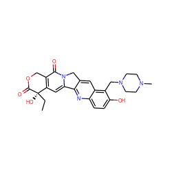 CC[C@@]1(O)C(=O)OCc2c1cc1n(c2=O)Cc2cc3c(CN4CCN(C)CC4)c(O)ccc3nc2-1 ZINC000022442740