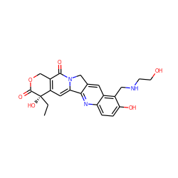 CC[C@@]1(O)C(=O)OCc2c1cc1n(c2=O)Cc2cc3c(CNCCO)c(O)ccc3nc2-1 ZINC000003794497