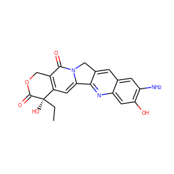 CC[C@@]1(O)C(=O)OCc2c1cc1n(c2=O)Cc2cc3cc(N)c(O)cc3nc2-1 ZINC000026263256