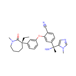 CC[C@@]1(c2cccc(Oc3cc([C@@](C)(N)c4cncn4C)ccc3C#N)c2)CCCCN(C)C1=O ZINC000013281167