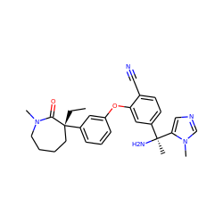 CC[C@@]1(c2cccc(Oc3cc([C@](C)(N)c4cncn4C)ccc3C#N)c2)CCCCN(C)C1=O ZINC000024042774