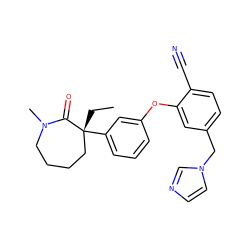 CC[C@@]1(c2cccc(Oc3cc(Cn4ccnc4)ccc3C#N)c2)CCCCN(C)C1=O ZINC000013523410