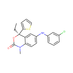 CC[C@@]1(c2cccs2)OC(=O)N(C)c2ccc(Nc3cccc(Cl)c3)cc21 ZINC000028878675