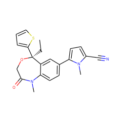 CC[C@@]1(c2cccs2)OCC(=O)N(C)c2ccc(-c3ccc(C#N)n3C)cc21 ZINC000045483740