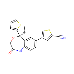 CC[C@@]1(c2cccs2)OCC(=O)Nc2ccc(-c3csc(C#N)c3)cc21 ZINC000040421741