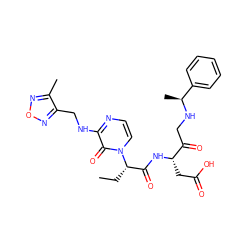 CC[C@@H](C(=O)N[C@@H](CC(=O)O)C(=O)CN[C@@H](C)c1ccccc1)n1ccnc(NCc2nonc2C)c1=O ZINC000028134270