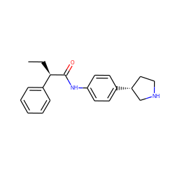 CC[C@@H](C(=O)Nc1ccc([C@@H]2CCNC2)cc1)c1ccccc1 ZINC000117725431