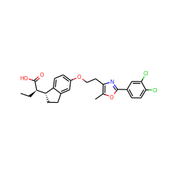 CC[C@@H](C(=O)O)[C@H]1CCc2cc(OCCc3nc(-c4ccc(Cl)c(Cl)c4)oc3C)ccc21 ZINC000028563719