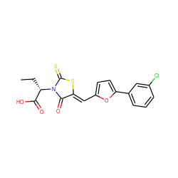 CC[C@@H](C(=O)O)N1C(=O)/C(=C/c2ccc(-c3cccc(Cl)c3)o2)SC1=S ZINC000001805172