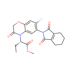 CC[C@@H](C(=O)OC)N1C(=O)COc2cc(F)c(N3C(=O)C4=C(CCCC4)C3=O)cc21 ZINC000045300218