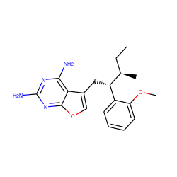 CC[C@@H](C)[C@@H](Cc1coc2nc(N)nc(N)c12)c1ccccc1OC ZINC000045350893