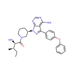 CC[C@@H](C)[C@@H](N)C(=O)N1CCC[C@@H](n2nc(-c3ccc(Oc4ccccc4)cc3)c3c(N)ncnc32)C1 ZINC000653793690