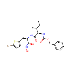 CC[C@@H](C)[C@@H](NC(=O)OCc1ccccc1)C(=O)N[C@H](Cc1ccc(Br)s1)C(=O)NO ZINC000026507831