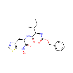 CC[C@@H](C)[C@@H](NC(=O)OCc1ccccc1)C(=O)N[C@H](Cc1cscn1)C(=O)NO ZINC000026568580