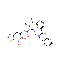 CC[C@@H](C)[C@@H](NCN(Cc1ccc(F)cc1)C(=O)c1ccc(F)cc1)C(=O)N[C@H](Cc1cscn1)C(=O)NO ZINC000026568342