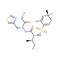 CC[C@@H](C)[C@@H](NS(=O)(=O)C1=CC[C@@](C)(Cl)C=C1C)C(=O)N[C@H](Cc1cscn1)C(=O)NO ZINC000026504261