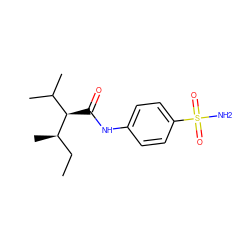 CC[C@@H](C)[C@H](C(=O)Nc1ccc(S(N)(=O)=O)cc1)C(C)C ZINC000049046642