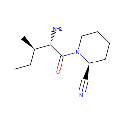 CC[C@@H](C)[C@H](N)C(=O)N1CCCC[C@H]1C#N ZINC000026656556