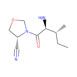 CC[C@@H](C)[C@H](N)C(=O)N1COC[C@H]1C#N ZINC000026652798