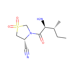 CC[C@@H](C)[C@H](N)C(=O)N1CS(=O)(=O)C[C@H]1C#N ZINC000026661889