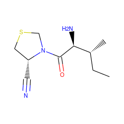 CC[C@@H](C)[C@H](N)C(=O)N1CSC[C@H]1C#N ZINC000026662529