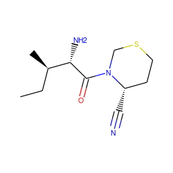 CC[C@@H](C)[C@H](N)C(=O)N1CSCC[C@@H]1C#N ZINC000026664560