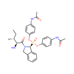 CC[C@@H](C)[C@H](N)C(=O)N1Cc2ccccc2[C@@H]1P(=O)(Oc1ccc(NC(C)=O)cc1)Oc1ccc(NC(C)=O)cc1 ZINC000028827057