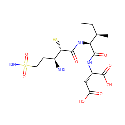 CC[C@@H](C)[C@H](NC(=O)[C@@H](S)[C@@H](N)CCS(N)(=O)=O)C(=O)N[C@@H](CC(=O)O)C(=O)O ZINC000027558947