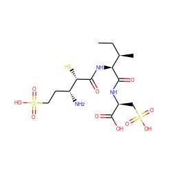 CC[C@@H](C)[C@H](NC(=O)[C@@H](S)[C@H](N)CCS(=O)(=O)O)C(=O)N[C@@H](CS(=O)(=O)O)C(=O)O ZINC000027561373