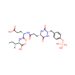 CC[C@@H](C)[C@H](NC(=O)[C@H](CCC(=O)O)NC(=O)CC[C@@H]1NC(=O)[C@H](Cc2ccc(OP(=O)(O)O)cc2)NC1=O)C(=O)O ZINC000026847199
