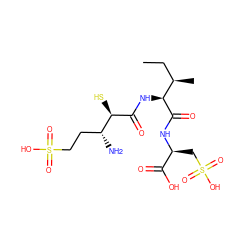 CC[C@@H](C)[C@H](NC(=O)[C@H](S)[C@H](N)CCS(=O)(=O)O)C(=O)N[C@@H](CS(=O)(=O)O)C(=O)O ZINC000027561374