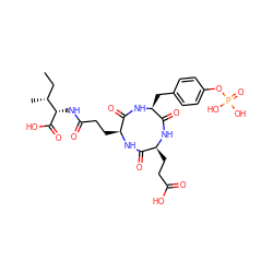 CC[C@@H](C)[C@H](NC(=O)CC[C@@H]1NC(=O)[C@H](CCC(=O)O)NC(=O)[C@H](Cc2ccc(OP(=O)(O)O)cc2)NC1=O)C(=O)O ZINC000026841034