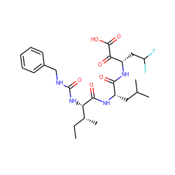 CC[C@@H](C)[C@H](NC(=O)NCc1ccccc1)C(=O)N[C@@H](CC(C)C)C(=O)N[C@@H](CC(F)F)C(=O)C(=O)O ZINC000027847113