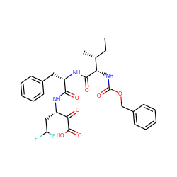 CC[C@@H](C)[C@H](NC(=O)OCc1ccccc1)C(=O)N[C@@H](Cc1ccccc1)C(=O)N[C@@H](CC(F)F)C(=O)C(=O)O ZINC000027843476