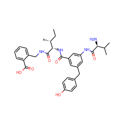 CC[C@@H](C)[C@H](NC(=O)c1cc(Cc2ccc(O)cc2)cc(NC(=O)[C@@H](N)C(C)C)c1)C(=O)NCc1ccccc1C(=O)O ZINC000042805451