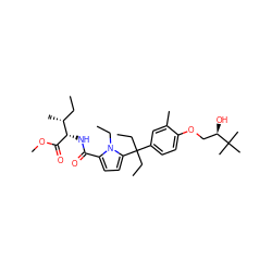 CC[C@@H](C)[C@H](NC(=O)c1ccc(C(CC)(CC)c2ccc(OC[C@@H](O)C(C)(C)C)c(C)c2)n1CC)C(=O)OC ZINC000653799705