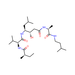 CC[C@@H](C)C(=O)N[C@H](C(=O)N[C@@H](CC(C)C)[C@@H](O)CC(=O)N[C@@H](C)C(=O)NCCC(C)C)C(C)C ZINC000027880599