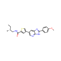 CC[C@@H](C)CNC(=O)c1cc(-c2cnc3[nH]c(-c4ccc(OC)cc4)nc3c2)cs1 ZINC000103248078