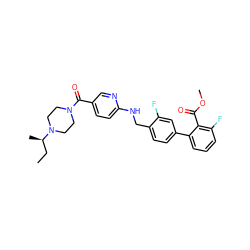 CC[C@@H](C)N1CCN(C(=O)c2ccc(NCc3ccc(-c4cccc(F)c4C(=O)OC)cc3F)nc2)CC1 ZINC000036161488