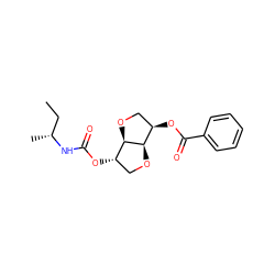 CC[C@@H](C)NC(=O)O[C@H]1CO[C@@H]2[C@H](OC(=O)c3ccccc3)CO[C@H]12 ZINC000040953295