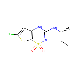 CC[C@@H](C)NC1=NS(=O)(=O)c2sc(Cl)cc2N1 ZINC000013491160