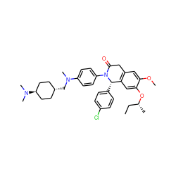 CC[C@@H](C)Oc1cc2c(cc1OC)CC(=O)N(c1ccc(N(C)C[C@H]3CC[C@H](N(C)C)CC3)cc1)[C@H]2c1ccc(Cl)cc1 ZINC000261116992