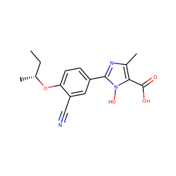 CC[C@@H](C)Oc1ccc(-c2nc(C)c(C(=O)O)n2O)cc1C#N ZINC000205076282