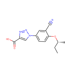 CC[C@@H](C)Oc1ccc(-n2cc(C(=O)O)nn2)cc1C#N ZINC001772642364