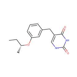 CC[C@@H](C)Oc1cccc(Cc2c[nH]c(=O)[nH]c2=O)c1 ZINC000013743531