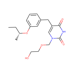 CC[C@@H](C)Oc1cccc(Cc2cn(COCCO)c(=O)[nH]c2=O)c1 ZINC000001541375