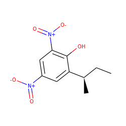 CC[C@@H](C)c1cc([N+](=O)[O-])cc([N+](=O)[O-])c1O ZINC000013828017